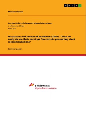 cover image of Discussion and review of Bradshaw (2004)